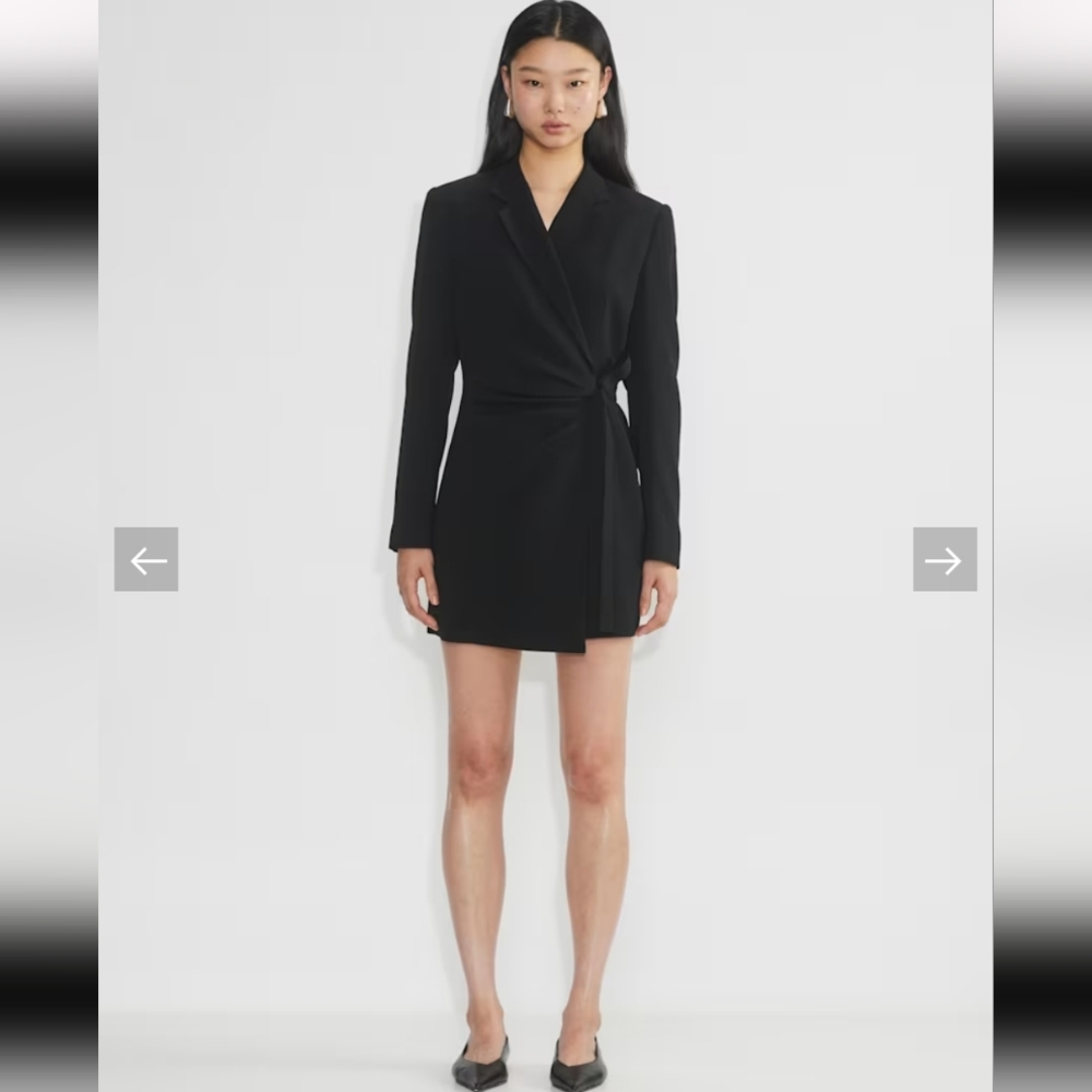 Aritzia Babaton Pavilion Classic Fit Crepe Wrap Black Tailored Blazer Dress NWT